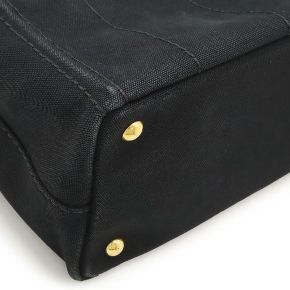 Prada Canapa Tote Bag 2-Way Shoulder Bag Striped Shoulder Canvas Nero Black - Picture 3 of 8